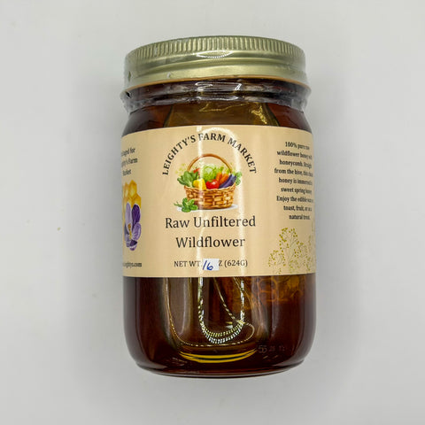 Raw Unfiltered Wildflower Honey + Comb 16oz