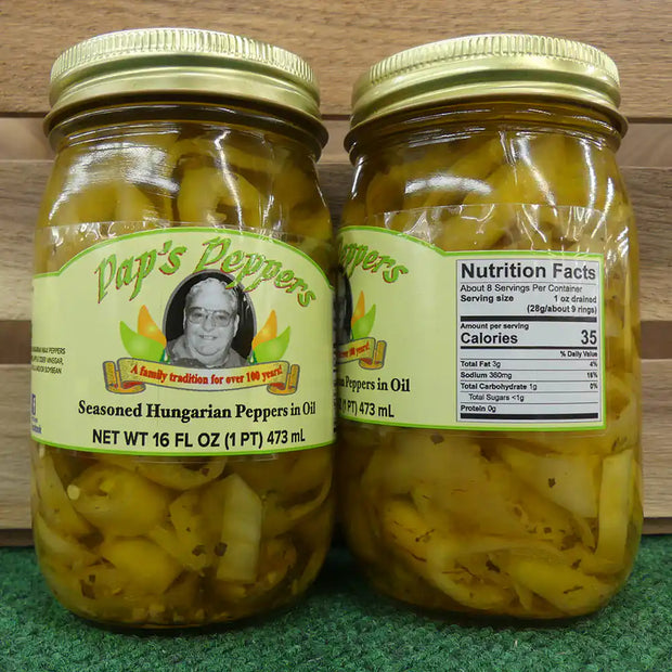 Pap's Peppers Seasoned Hungarian Peppers in Oil from Altoona & York PA