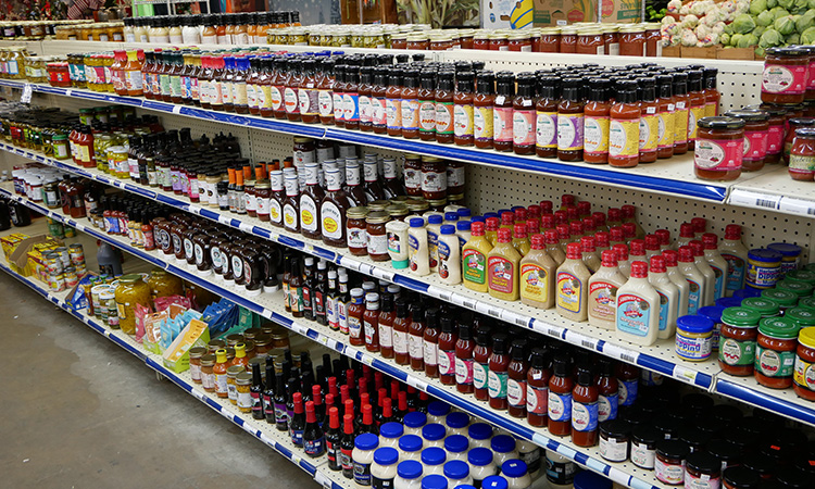 Snack bags on shelves
